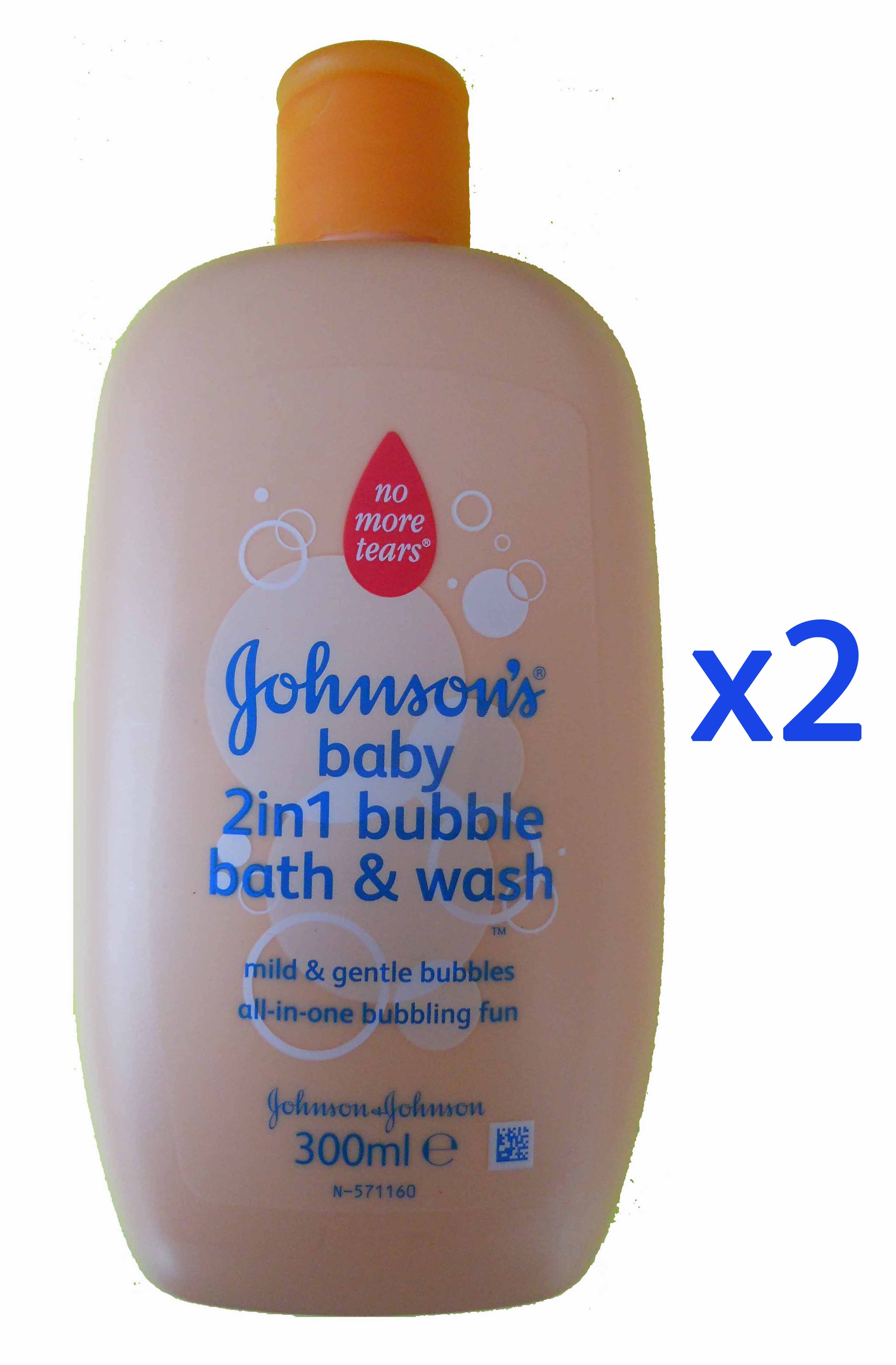 Johnson's Baby 2 in 1 Bubble Bath & Wash 300ml New Twin Pack