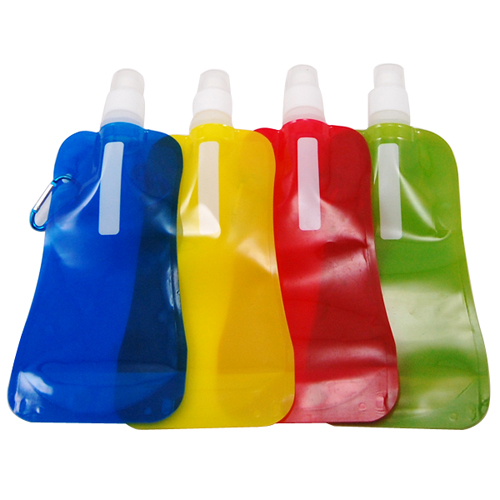 380ml Reusable Foldable Water Drink Bottle With Carabiner Clip Hook 